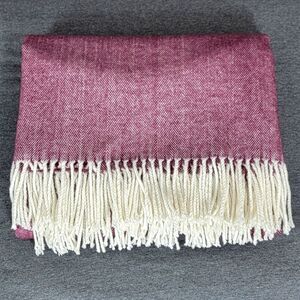 Alashan Adirondack Herringbone Woven Throw Plum Purple Blanket w/ Fringes 52x62